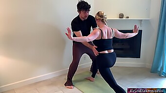 Stepson Assists Stepmother In Yoga Routine And Stretches Her Large Natural Breasts